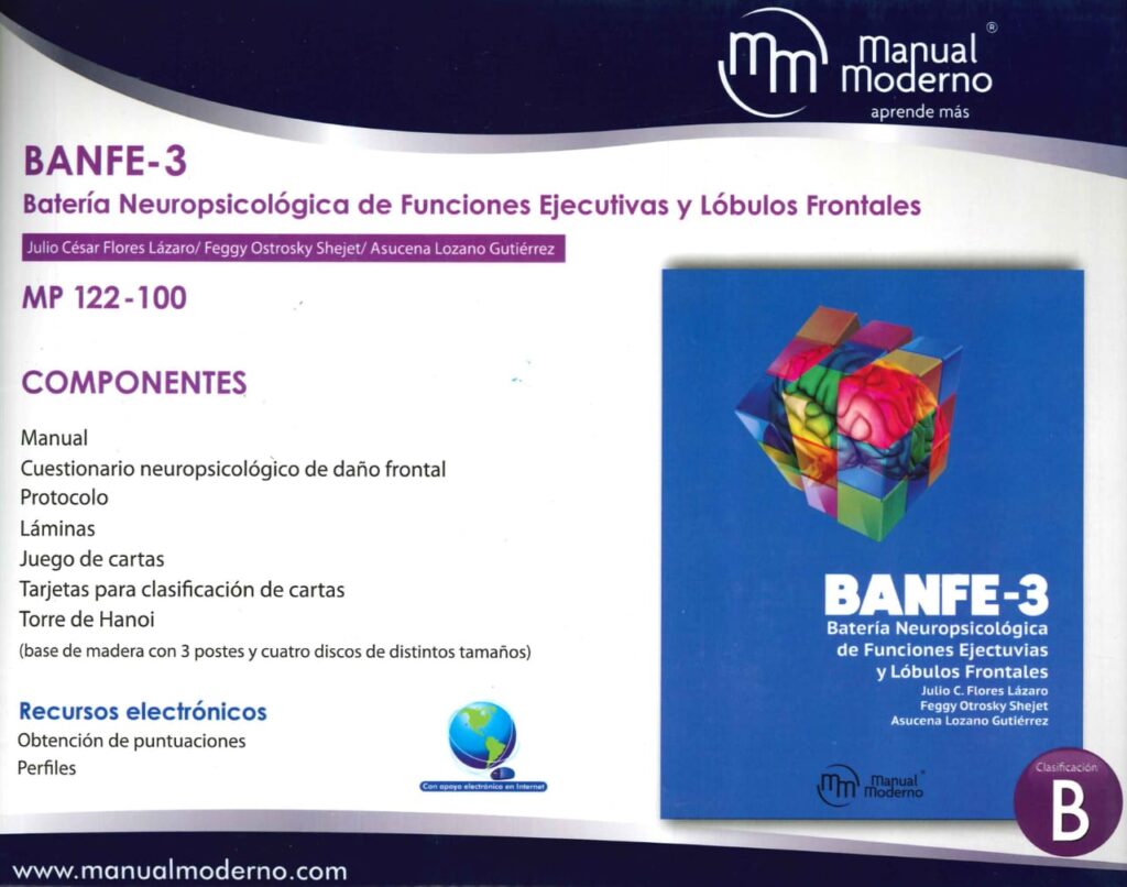 BANFE-3 Batería Neuropsicológica de Funciones Ejecutivas y Lóbulos Frontales. Manual Moderno - Completa